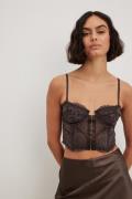 NA-KD Lingerie Korsett med bygel och genomskinlig spets - Brown