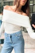 NA-KD Off Shoulder Structured Top - Offwhite