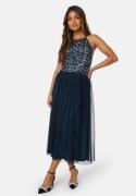 AngelEye High Neck Sequin Midi Dress Navy XS (UK8)