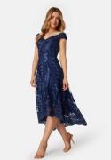 Goddiva Embroidered Lace Dress Navy XS (UK8)