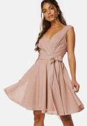 Goddiva Lurex Skater Dress Nude M (UK12)