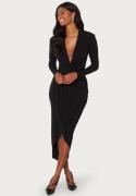 John Zack Long Sleeve Rouch Dress Black M (UK12)