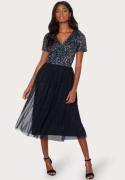 AngelEye Short Sleeve Sequin Embellished Midi Dress Navy S (UK10)