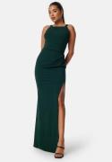 Bubbleroom Occasion Square neck slit maxi dress Dark green 3XL