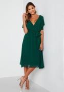 Goddiva Flutter Chiffon Midi Dress Dark green S (UK10)