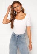 BUBBLEROOM Rushed Square Neck Short Sleeve Top White L