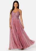 Christian Koehlert Maxi Glitter Plisse Dress Geranium Pink 38