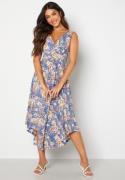 Bubbleroom Occasion Draped Soft Midi Dress Navy / Floral L