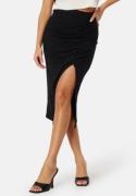 BUBBLEROOM Rib Slit Midi Skirt Black M