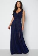 Goddiva Glitter Wrap Maxi Dress Navy XS (UK8)