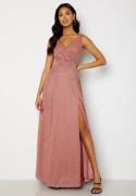 Goddiva Glitter Wrap Maxi Dress Dark Rose M (UK12)