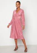 Bubbleroom Occasion Wrap Tie Midi Dress Pink 36