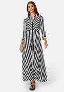 YAS Savanna Long Shirt Dress Black Stripe:W WHITE S