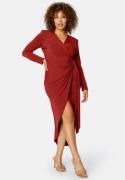 John Zack Curve Long Sleeve Wrap Maxi Dress Burgundy 54 (UK26)