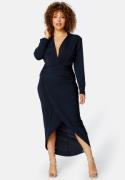 John Zack Curve Long Sleeve Rouch Curve Dress Navy 52 (UK24)