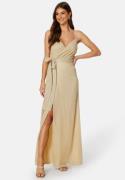 Goddiva Glitter Wrap Front Maxi Dress Light Gold XS (UK8)