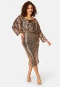 Goddiva Curve Sequin Cowl Neck Midi Dress Champagne 46 (UK18)