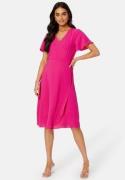 VILA Lovie S/S Wrap Midi Dress Pink Yarrow 36