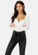 BUBBLEROOM Square V-neck Long Sleeve Top White S