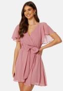 Goddiva Flutter Skater Dress Dusty Pink L (UK14)