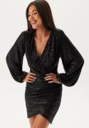 Bubbleroom Occasion Sequin Wrap Dress Black XL