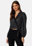 BUBBLEROOM Taylin Frill Wrap Blouse Black L