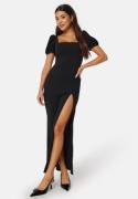 John Zack Puff Sleeve Maxi Dress With Split Black S (UK10)