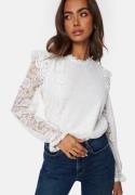 Pieces Olline LS Lace Top Cloud Dancer XS