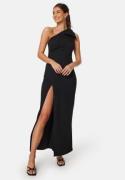 John Zack One Shoulder Bow Maxi Dress Black M (UK12)