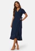 John Zack Short Sleeve Wrap Dress Navy XS (UK8)