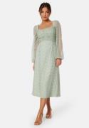 Bubbleroom Occasion Ruched L/S Midi Dress  Aqua 36