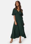 Happy Holly Wrap Midi Viscose Dress Dark green 36/38