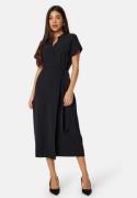 BUBBLEROOM V-neck Short Sleeve Wrap Dress Black 3XL