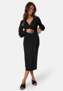 Happy Holly Soft Wrap Midi Shirt Dress Black 44/46