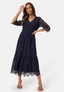 Happy Holly V-neck Lace Midi Dress Dark blue 32/34