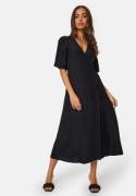 BUBBLEROOM Linen Blend Wrap Dress Black M