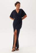 Bubbleroom Occasion Wrap Slit Maxi Dress Dark blue 44