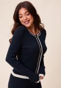 Happy Holly Contrast Knitted Cardigan Navy/Cream 40/42