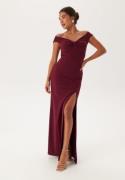 Bubbleroom Occasion Twist Off Shoulder Gown Wine-red S