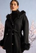 Chiara Forthi Hooded Wool Blend Coat Black L