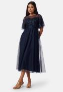 Bubbleroom Occasion Embroidered Mesh Midi Dress Dark blue 46