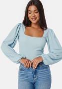 BUBBLEROOM Square Neck Balloon Sleeve Top Light blue M