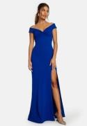 Bubbleroom Occasion Twist Off Shoulder Gown Blue XXS