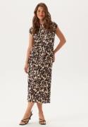 BUBBLEROOM Pleated Cap Sleeve Dress Patterned XS