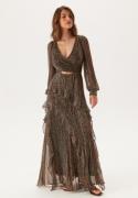 FOREVER NEW Spencer Plisse Ruffle Midi Bronze 34