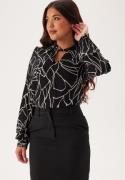 VILA Vipaya Siv O-neck L/S TWIST TO Black Beauty Print:tri 34