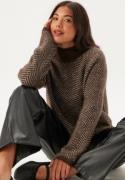 VILA Vilory High Neck L/S KNIT TOP  Coffee Bean Pattern:eggnog Mel XL