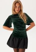 VILA Vivelma Velour 2/4 O-NECK TOP  Scarab M