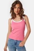 BUBBLEROOM Contrast Rib Tank Top Pink L