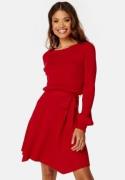 BUBBLEROOM Rib Knitted Skater Dress Red L